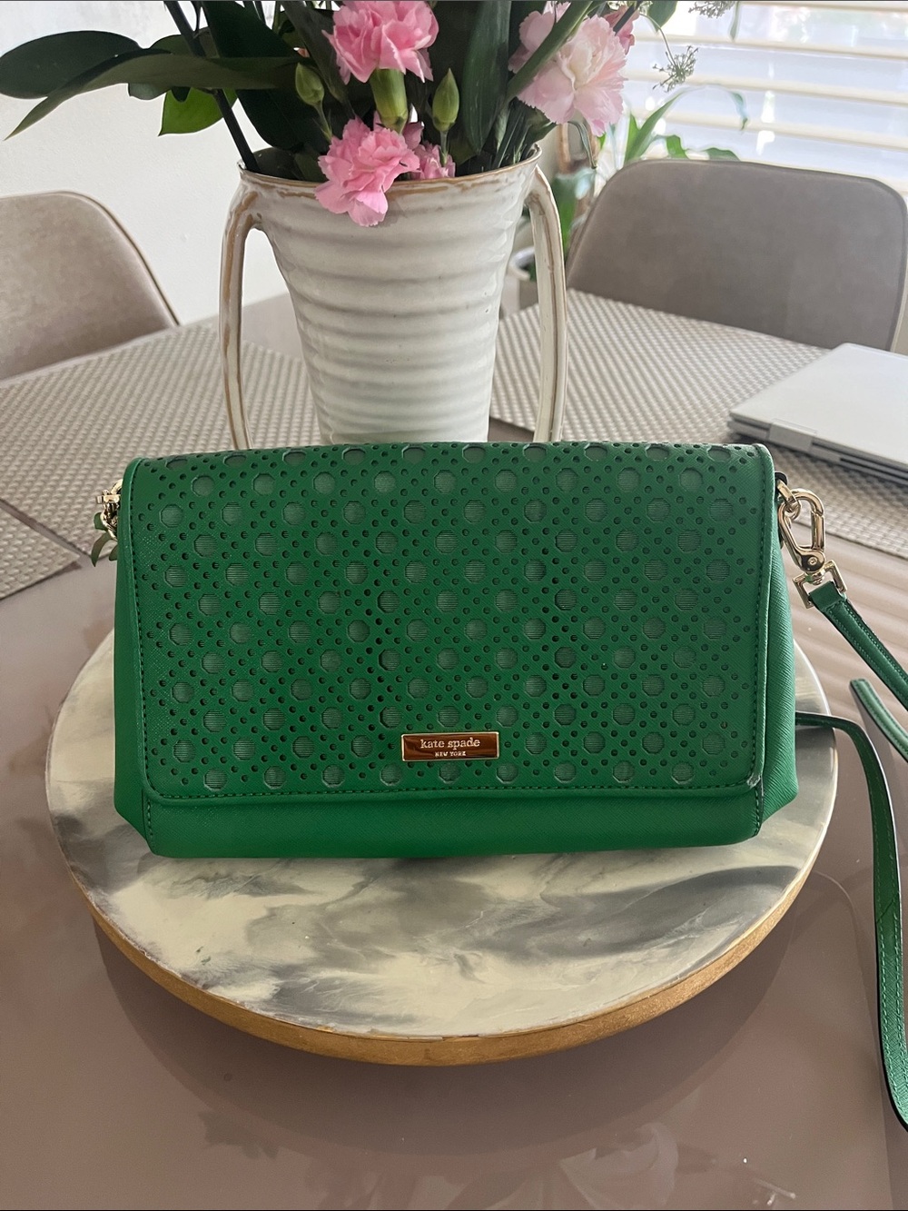 kate spade Green Crossbody with Gold Hardware
